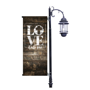 Love Starts Here Wood Light Pole Banners