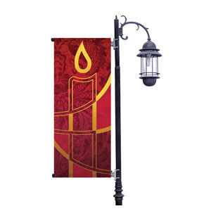 Christmas Candle Red Light Pole Banners