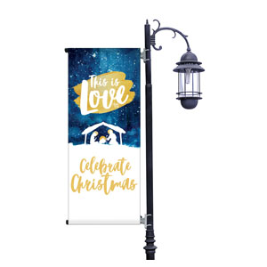 Painted Nativity Light Pole Banners
