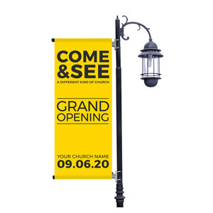 Yellow Grand Opening Light Pole Banners