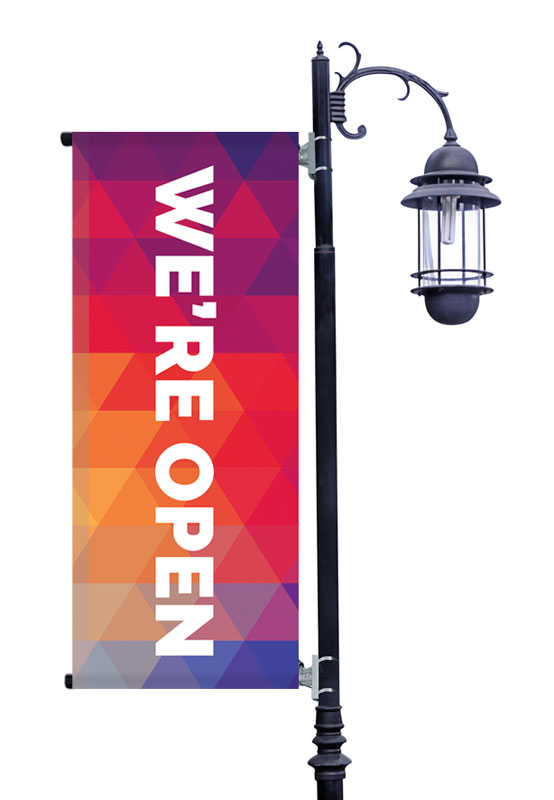 Banners, Geometric Bold Products, Geometric Bold We're Open, 2' x 5'