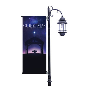Begins With Christ Manger Light Pole Banners