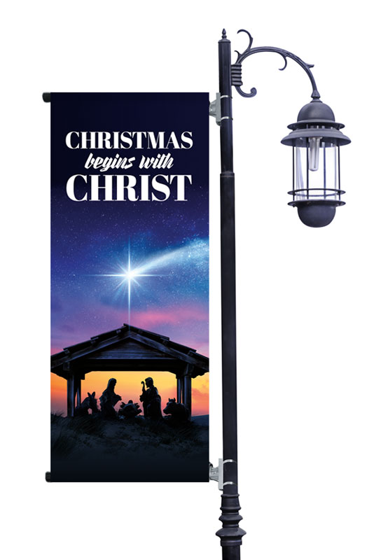 Banners, Christmas, Christmas Begins Star, 2' x 5'