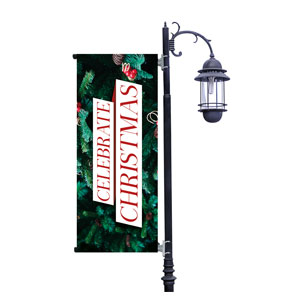 Celebrate Christmas Pine Light Pole Banners