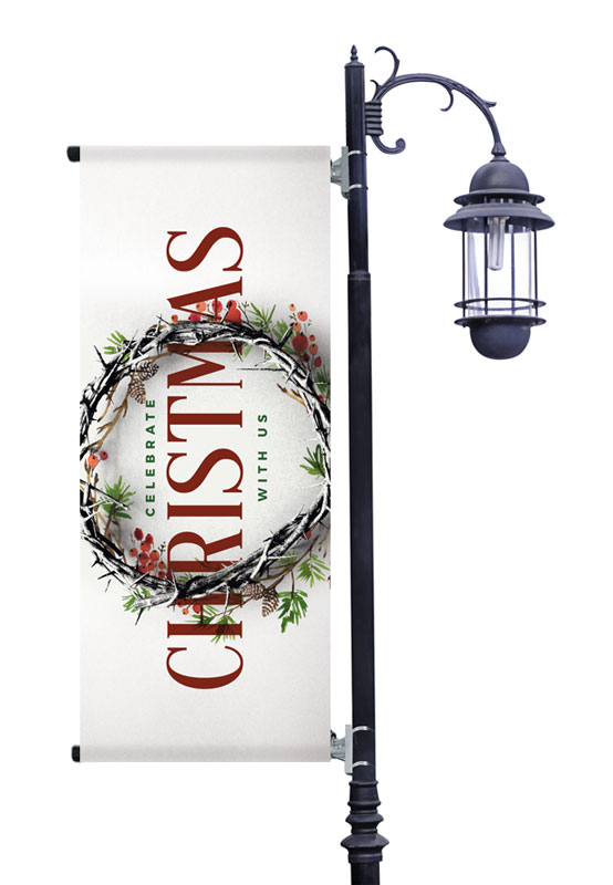 Banners, Christmas, Christmas Crown Wreath, 2' x 5'