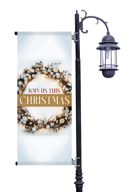Banners, Christmas, Christmas Wreath Lights, 2' x 5'