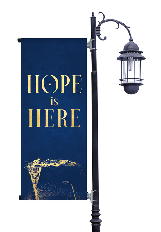 Banners, Christmas, Hope is Here Gold, 2' x 5'