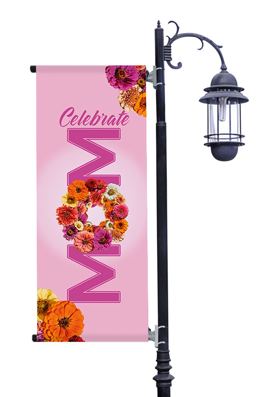 Banners, Mother's Day, Celebrate Mom Pink, 2' x 5'