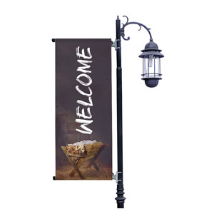 O Come Adore Manger  Light Pole Banners