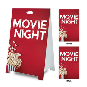 Movie Night Popcorn Red Coroplast A-Frame