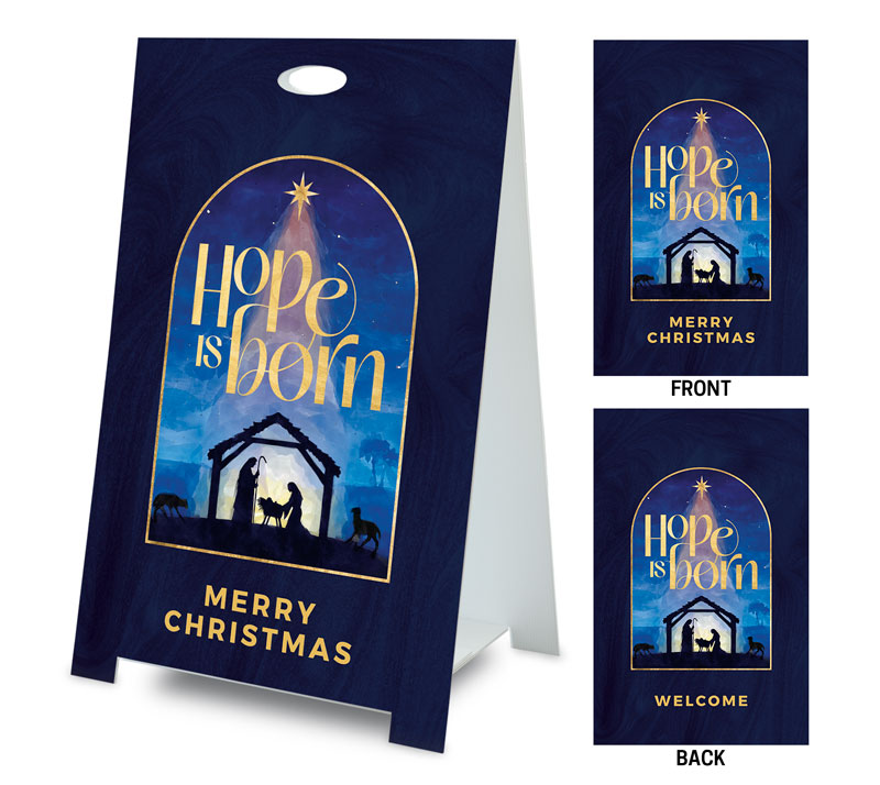 Banners, Christmas, Hope Is Born Nativity Welcome Christmas, 2' x 3'