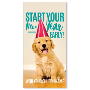 New Year Puppy 11" x 5.5" Oversized Postcards