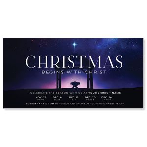 Begins With Christ Manger 11" x 5.5" Oversized Postcards