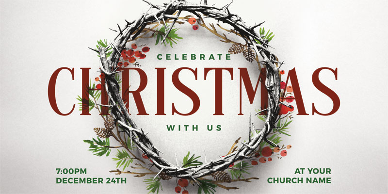 Church Postcards, Christmas, Christmas Crown Wreath, 5.5 x 11