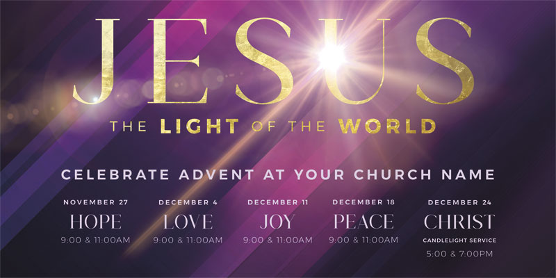 Church Postcards, Christmas, Jesus Light of the World, 5.5 x 11