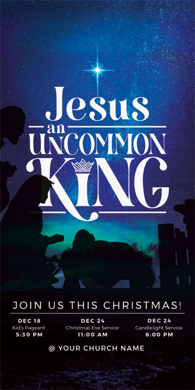 Church Postcards, Christmas, Jesus Uncommon King, 5.5 x 11