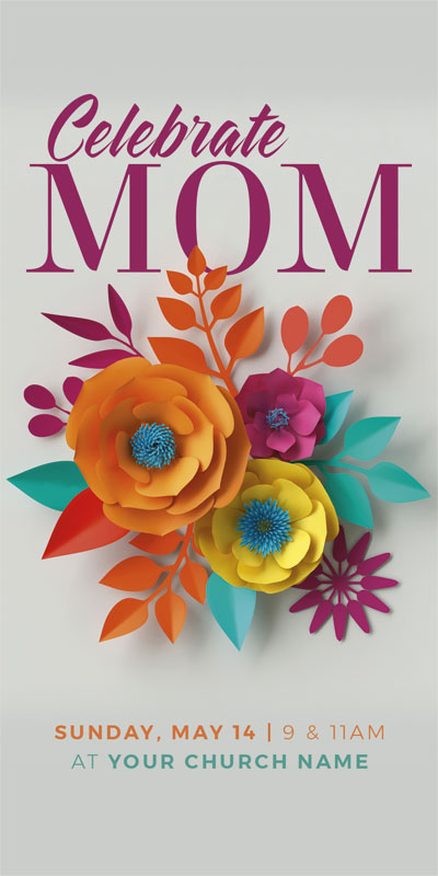 Church Postcards, Mother's Day, Mother's Day Paper Flowers, 5.5 x 11