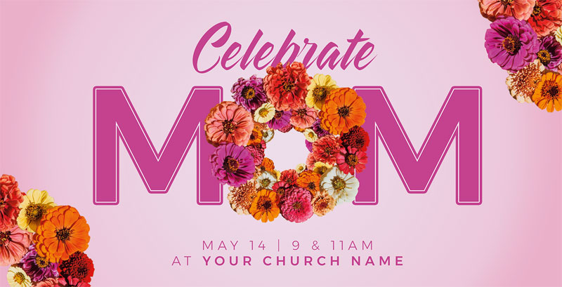 Church Postcards, Mother's Day, Celebrate Mom Pink, 5.5 x 11