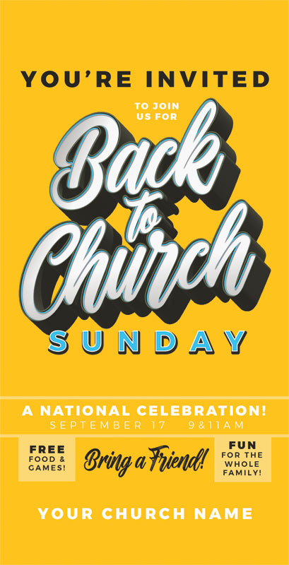 Church Postcards, Back To Church Sunday, Back to Church Sunday Celebration, 5.5 x 11