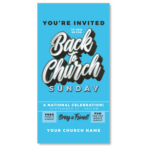 Back to Church Sunday Celebration Blue 11" x 5.5" Oversized Postcards