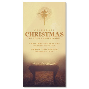 Christmas Gold Manger 11" x 5.5" Oversized Postcards