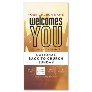 Back to Church Welcomes You Orange 11" x 5.5" Oversized Postcards