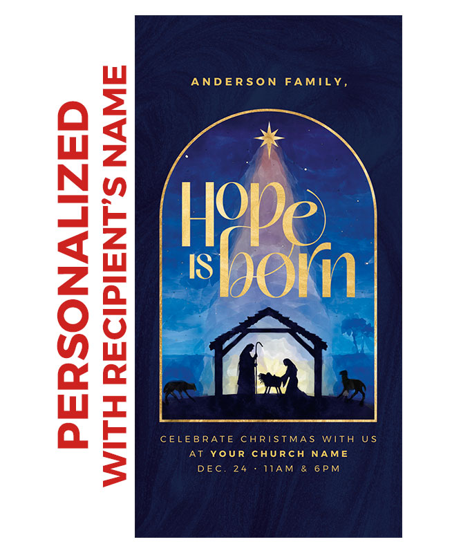 Church Postcards, Christmas, Hope Is Born Nativity, 5.5 x 11