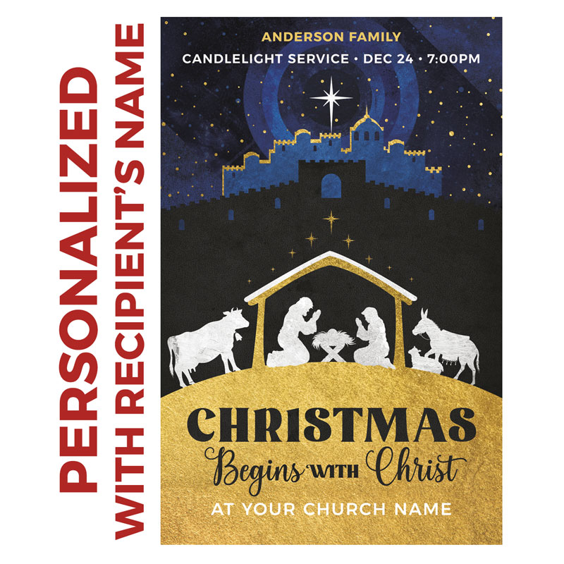 Church Postcards, Christmas, Nativity Begins with Christ, 5.5 X 8.5