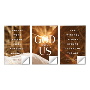 God With Us Manger Gold Triptych 24 x 36 Quick Change Art