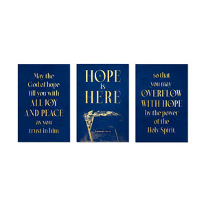 Hope is Here Gold Triptych 23" x 34.5" Rigid Wall Art