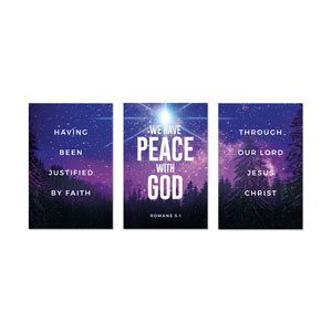 Peace On Earth Sky Triptych 23" x 34.5" Rigid Wall Art