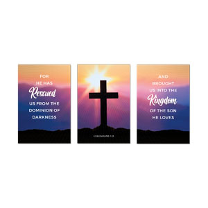 Hope Is Alive Sunrise Cross Triptych 23" x 34.5" Rigid Wall Art