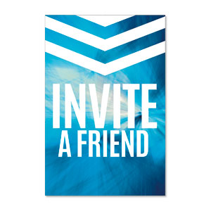 Chevron Blue Invite A Friend 23" x 34.5" Rigid Sign