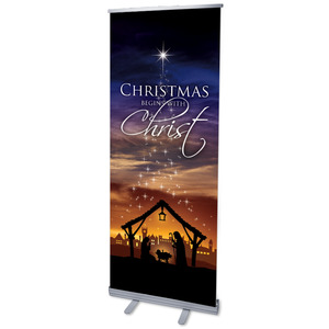 Christmas Begins Christ 2'7" x 6'7"  Vinyl Banner