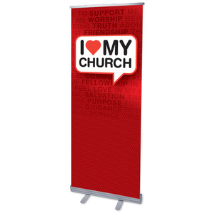 I Love My Church 2'7" x 6'7"  Vinyl Banner