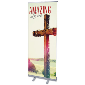Amazing Love Cross 2'7" x 6'7"  Vinyl Banner