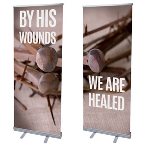 By His Wounds Pair 2'7" x 6'7"  Vinyl Banner