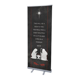 White Chalk Christmas Nativity 2'7" x 6'7"  Vinyl Banner