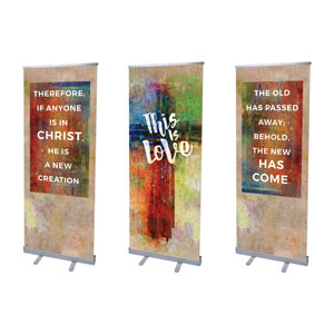 This is Love 2 Cor 5:17 2'7" x 6'7"  Vinyl Banner