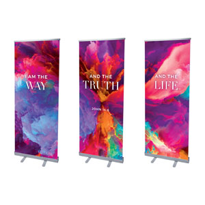 Easter Color Smoke Triptych 2'7" x 6'7"  Vinyl Banner