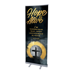 Hope Is Alive Gold Scripture 2'7" x 6'7"  Vinyl Banner