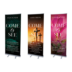 Come And See Flowers Triptych 2'7" x 6'7"  Vinyl Banner