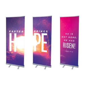 Easter Hope Tomb Triptych 2'7" x 6'7"  Vinyl Banner