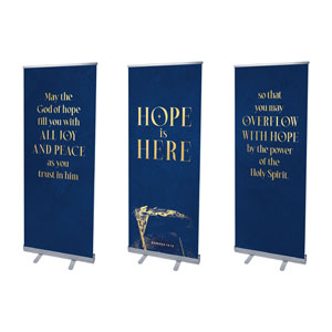 Hope is Here Gold Triptych 2'7" x 6'7"  Vinyl Banner