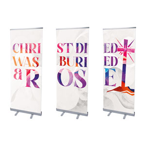 Celebrate Easter Colors Triptych 2'7" x 6'7"  Vinyl Banner