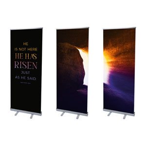 Easter Open Tomb Triptych 2'7" x 6'7"  Vinyl Banner