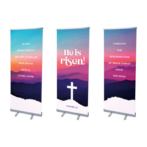 Easter At Mountains Triptych 2'7" x 6'7"  Vinyl Banner