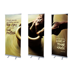 Potter's Hands Isaiah 64:8 2'7" x 6'7"  Vinyl Banner