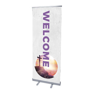 Circle Easter Cross 2'7" x 6'7"  Vinyl Banner