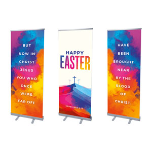 Colorful Easter Crosses Triptych 2'7" x 6'7"  Vinyl Banner